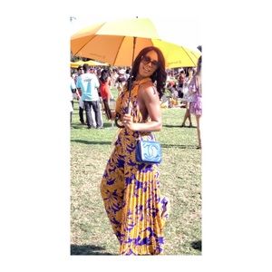 😍Gorgeous cobalt blue & mustard backless jumpsuit